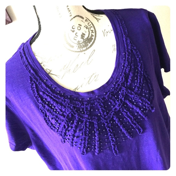 Chico's Tops - Chico’s Soutache Tee Top NWT Purple XL (Chico’s 3)